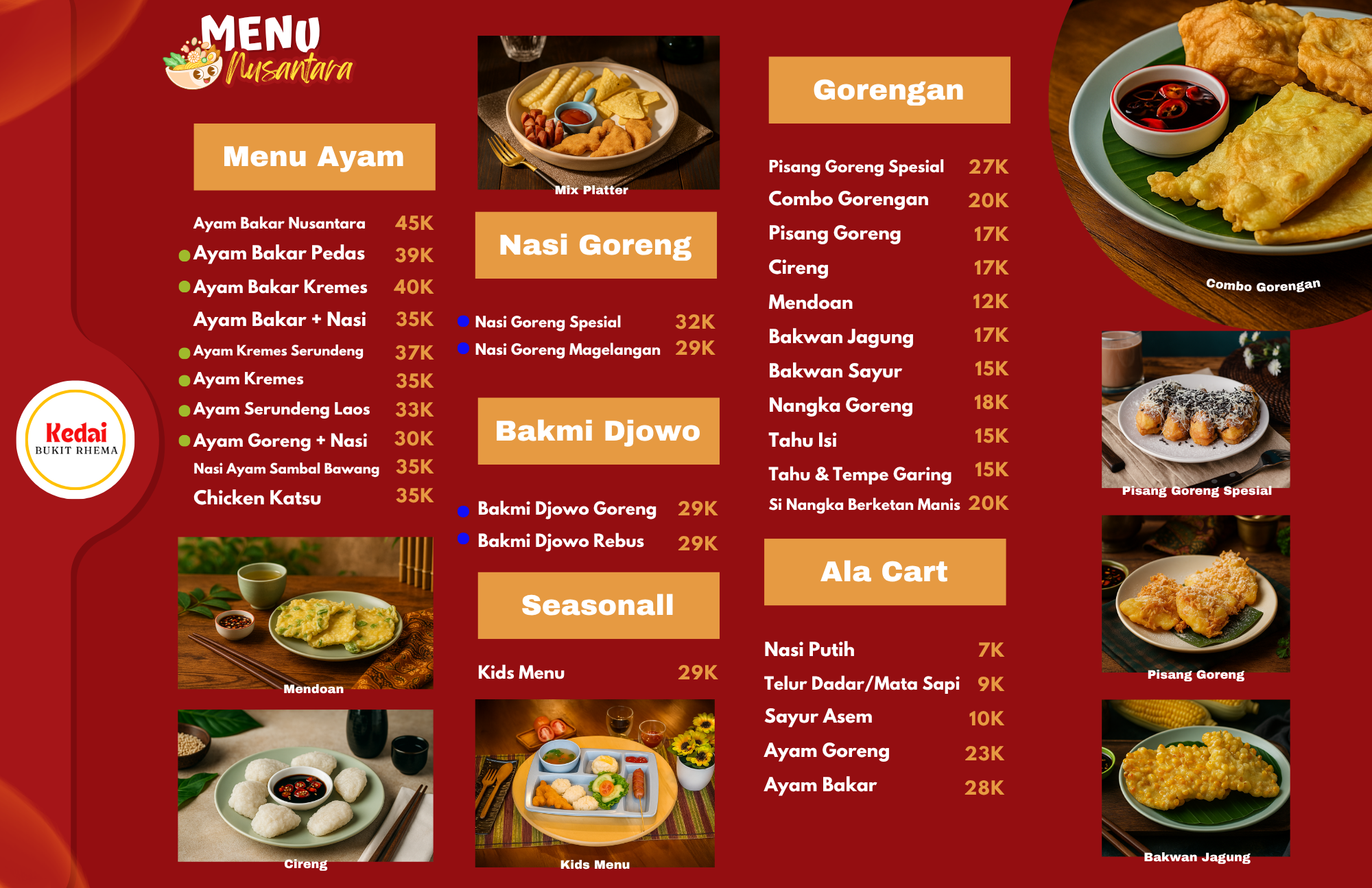 Borobudur Magelang Bukit Rhema & 体验店的菜单 9 Kedai Bukit Rhema 的食物菜单