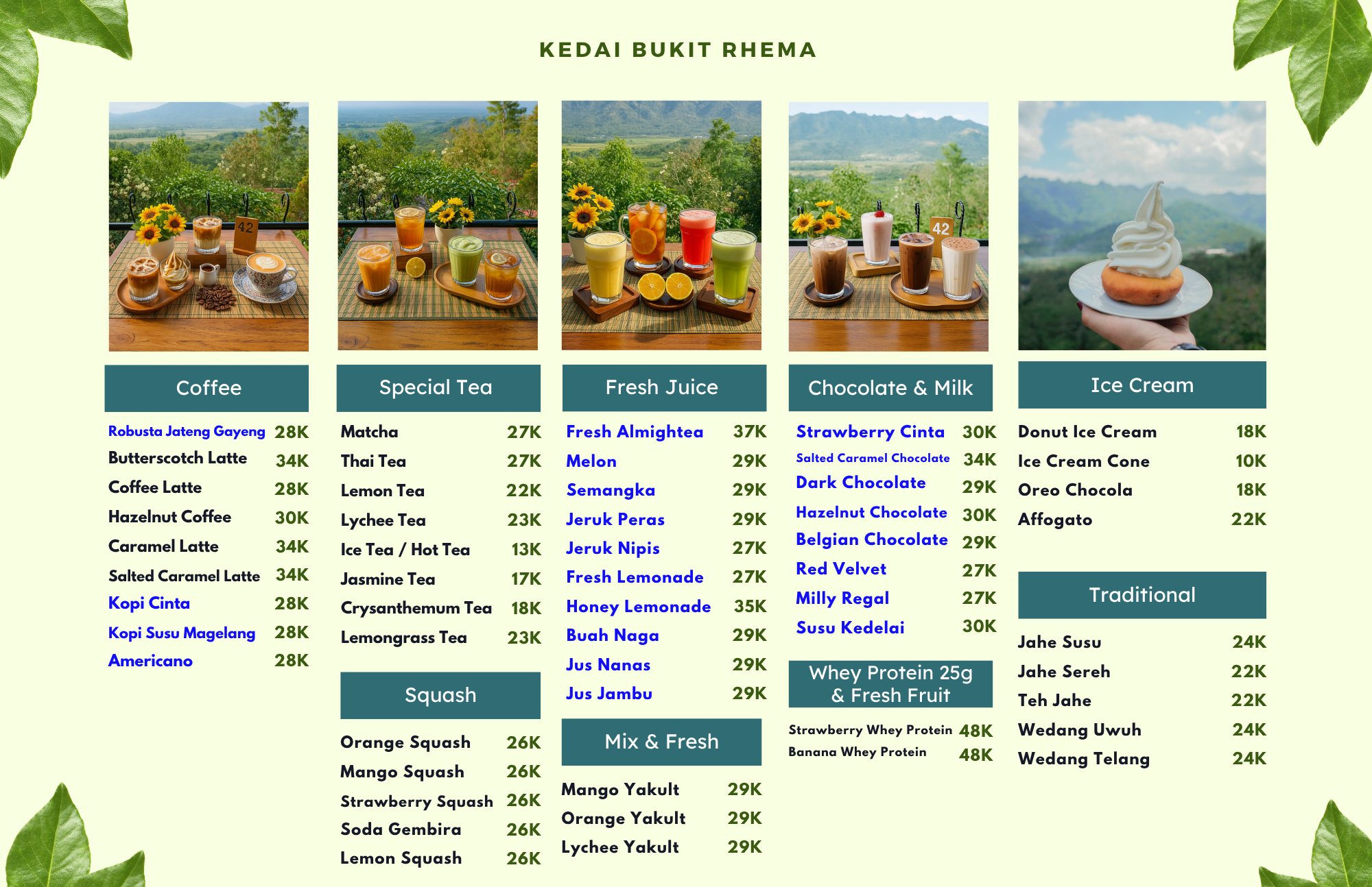 Borobudur Magelang Bukit Rhema & 体验店的菜单 11 Bukit Rhema Tavern 饮料菜单 2025