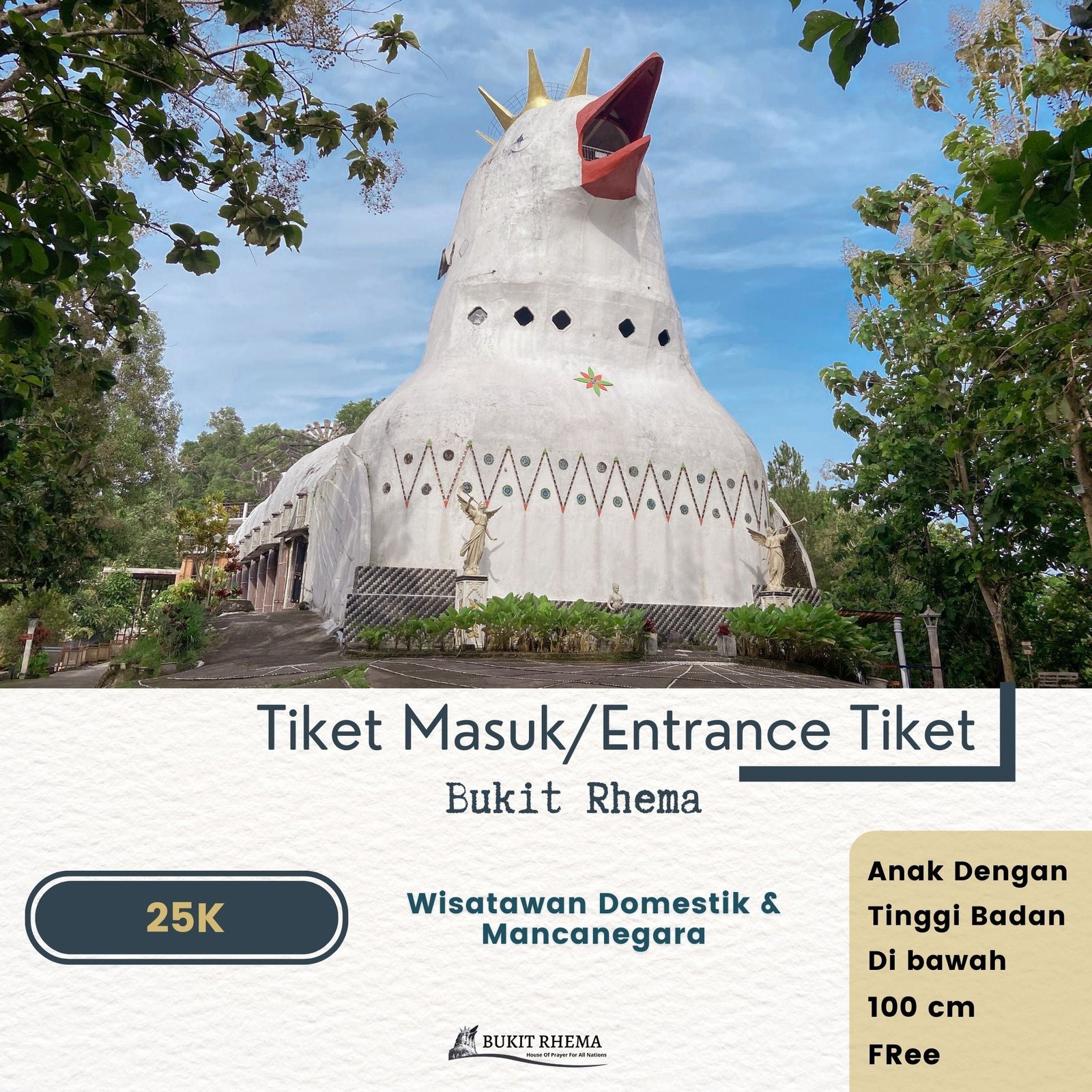Tiket Masuk Gereja Ayam Bukit Rhema - Reservasi Online 1 Tiket Masuk Gereja Ayam Bukit Rhema - Reservasi Online