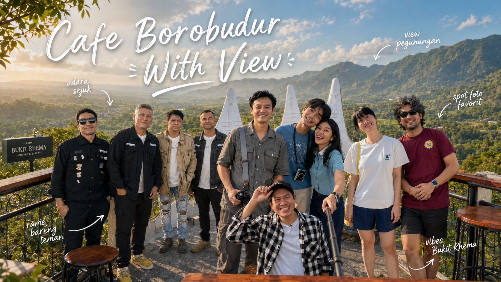 Momen Seru: Siapa Saja Artis ke Borobudur dan Mampir ke Kedai Bukit 5 Influencer liburan di Borobudur menikmati hidangan di Kedai Bukit Rhema