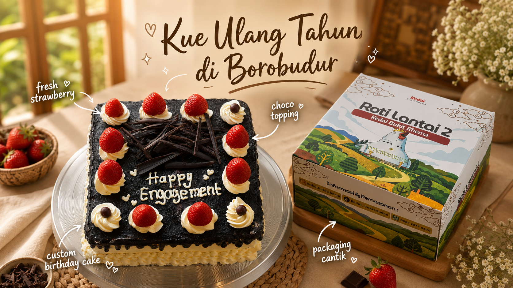Pesan Birthday Cake di Borobudur? Kedai Bukit Rhema Solusinya! 5 Kue ulang tahun premium dengan box khas Bukit Rhema yang menarik