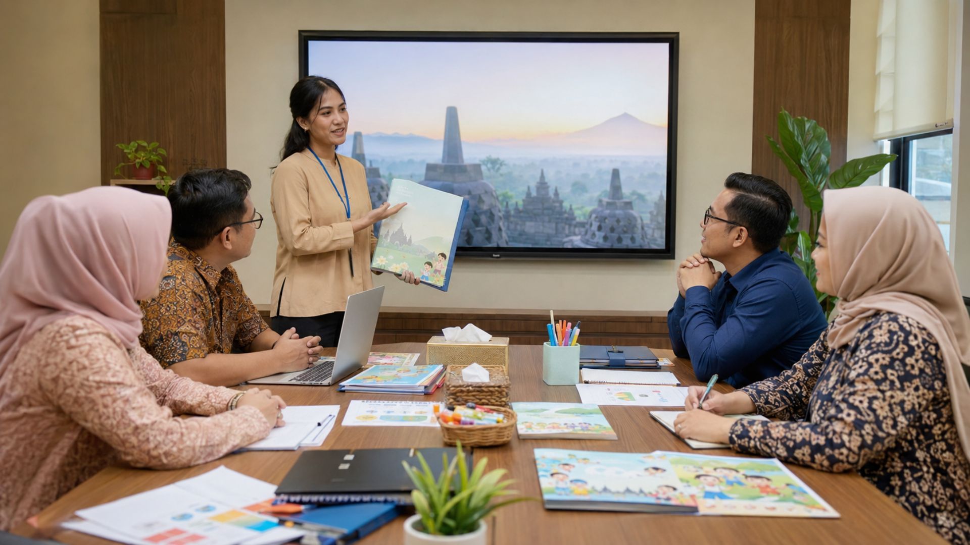 Contoh Proposal Outing Sekolah dan Kantor ke Borobudur: Rundown, Anggaran, dan Checklist 3 Presentasi rencana outing dalam rapat kelompok