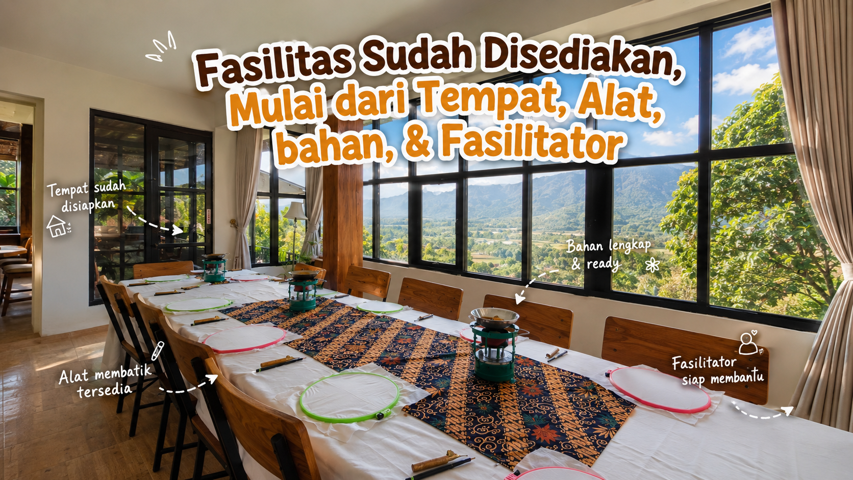 Membatik di Borobudur: Pengalaman Kreatif dengan View Menoreh 5 Wisatawan mancanegara dari rombongan Ibu Sabrina belajar membatik di Borobudur dengan didampingi fasilitator
