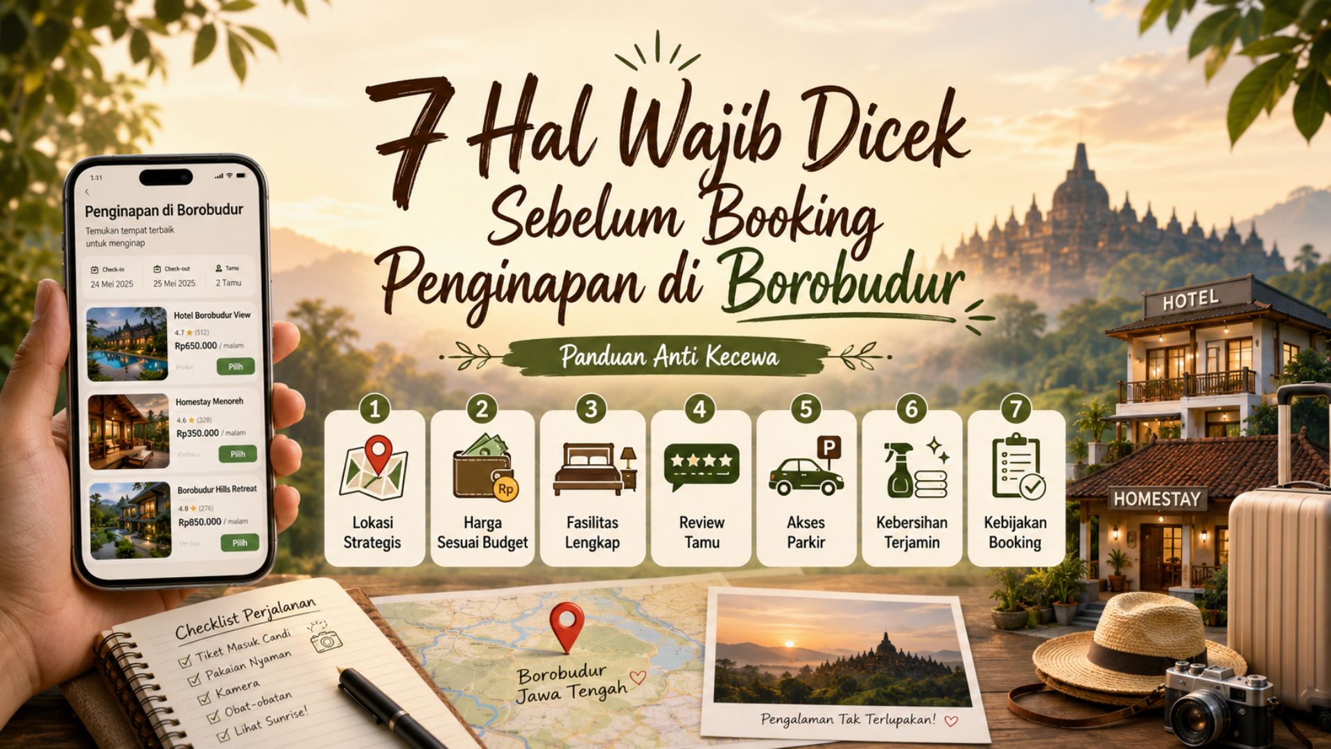 7 Hal Wajib Dicek Sebelum Booking Penginapan di Borobudur: Panduan Anti Kecewa 1 tips pilih penginapan Borobudur di Kedai Bukit Rhema